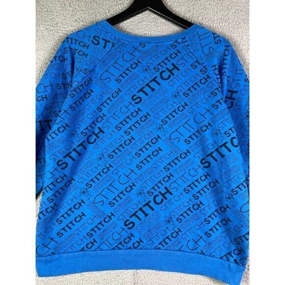 Stitch Sweatshirt Disney Size XL Juniors Junior Lilo Allover Print Graphic Blue - Picture 9 of 9